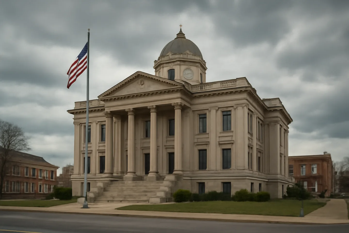 County courthouse exterior in a small town