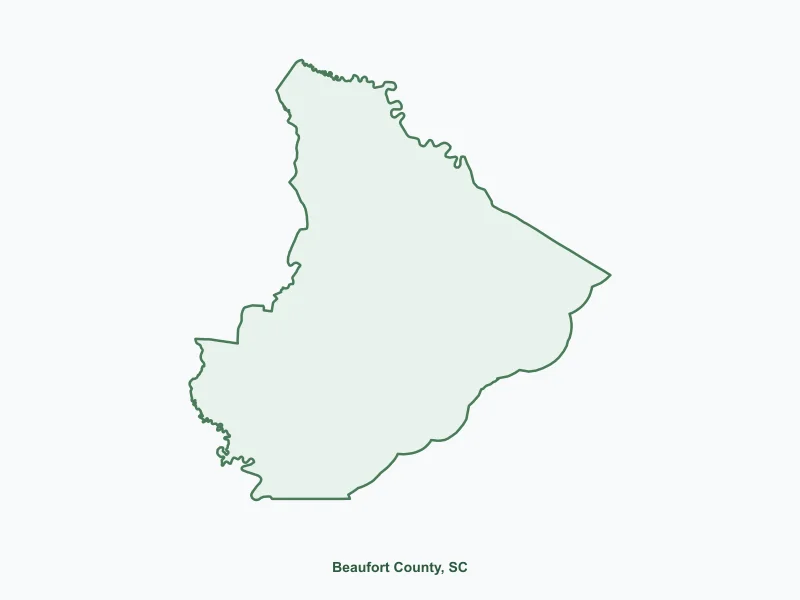 Map of Beaufort County, SC showing major cities