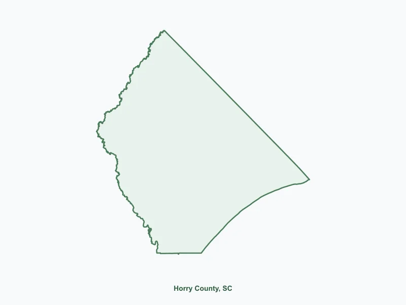 Map of Horry County, SC showing major cities