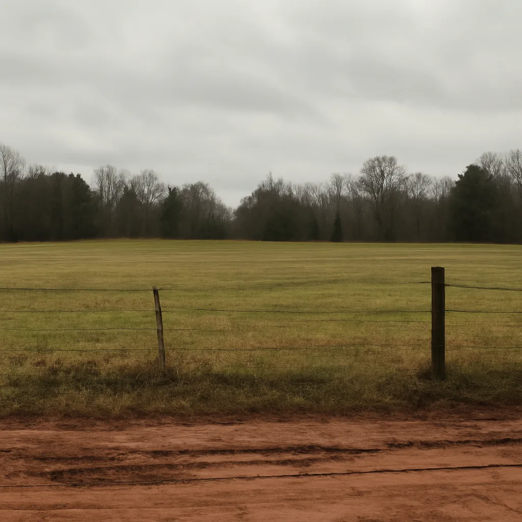 Rural acreage with open grassland and conifer forest in Spartanburg County, South Carolina