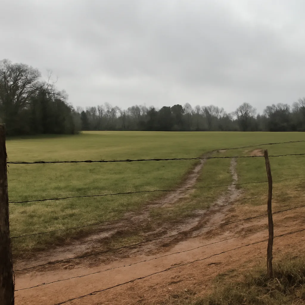 Rural acreage with open grassland and conifer forest in Spartanburg, South Carolina