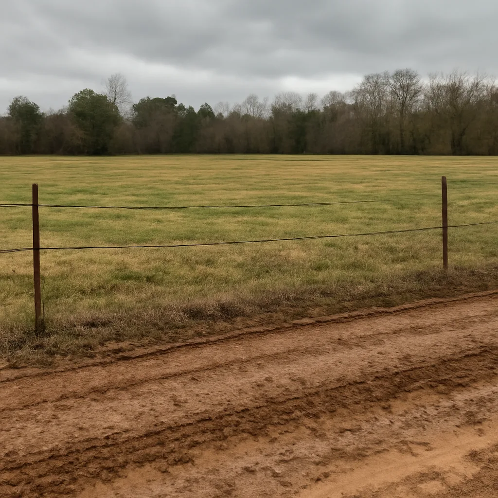 Rural acreage with open grassland and conifer forest in York County, South Carolina